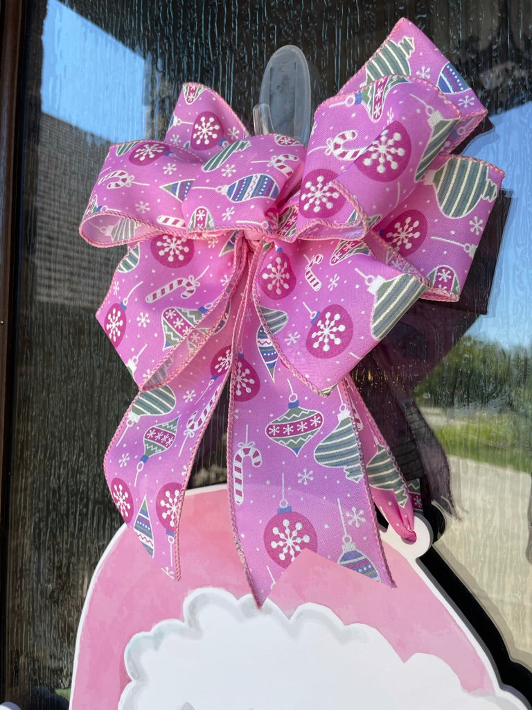 Pink and Jolly Santa Door Sign