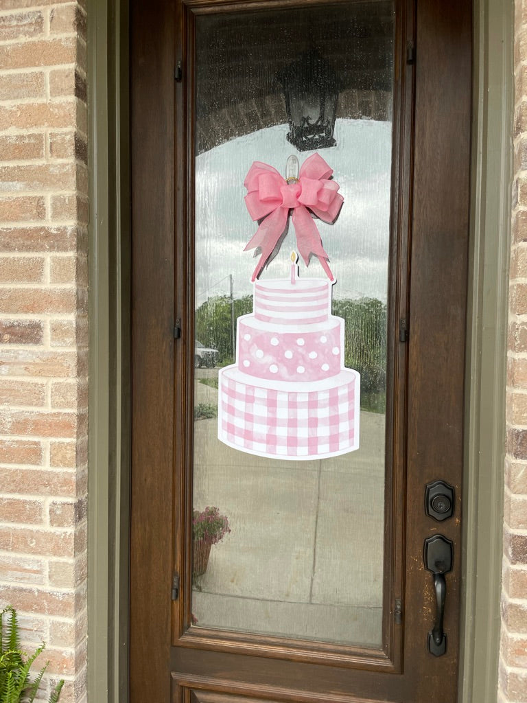 Pink Birthday Cake Door Sign