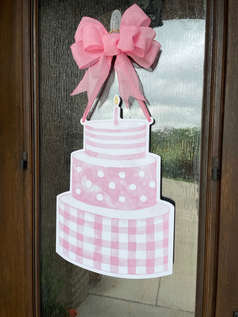 Pink Birthday Cake Door Sign