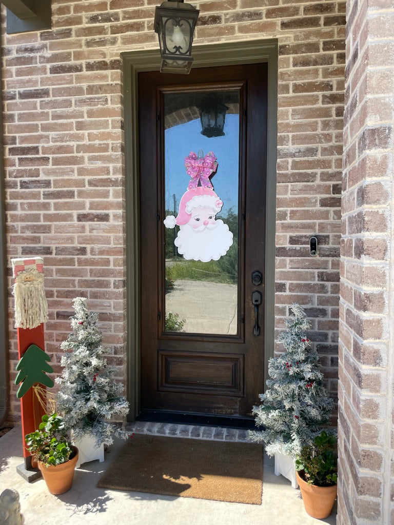 Pink and Jolly Santa Door Sign