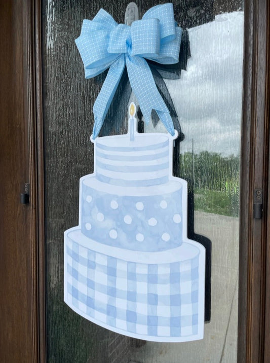 Blue Birthday Cake Door Sign