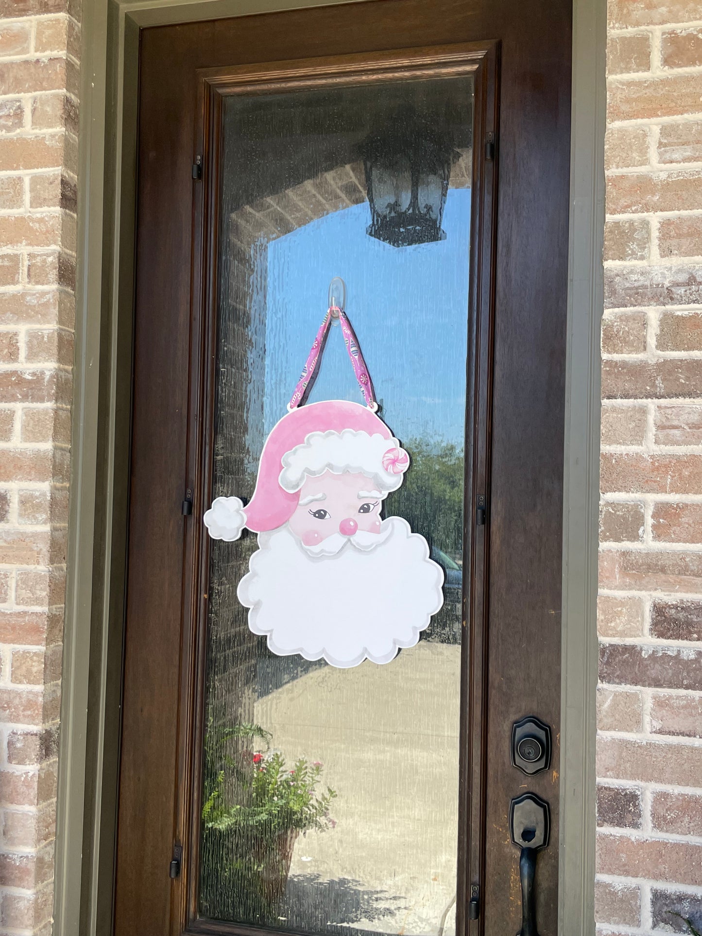 Hanging Ribbon Only- Pink and Jolly Santa Door Sign