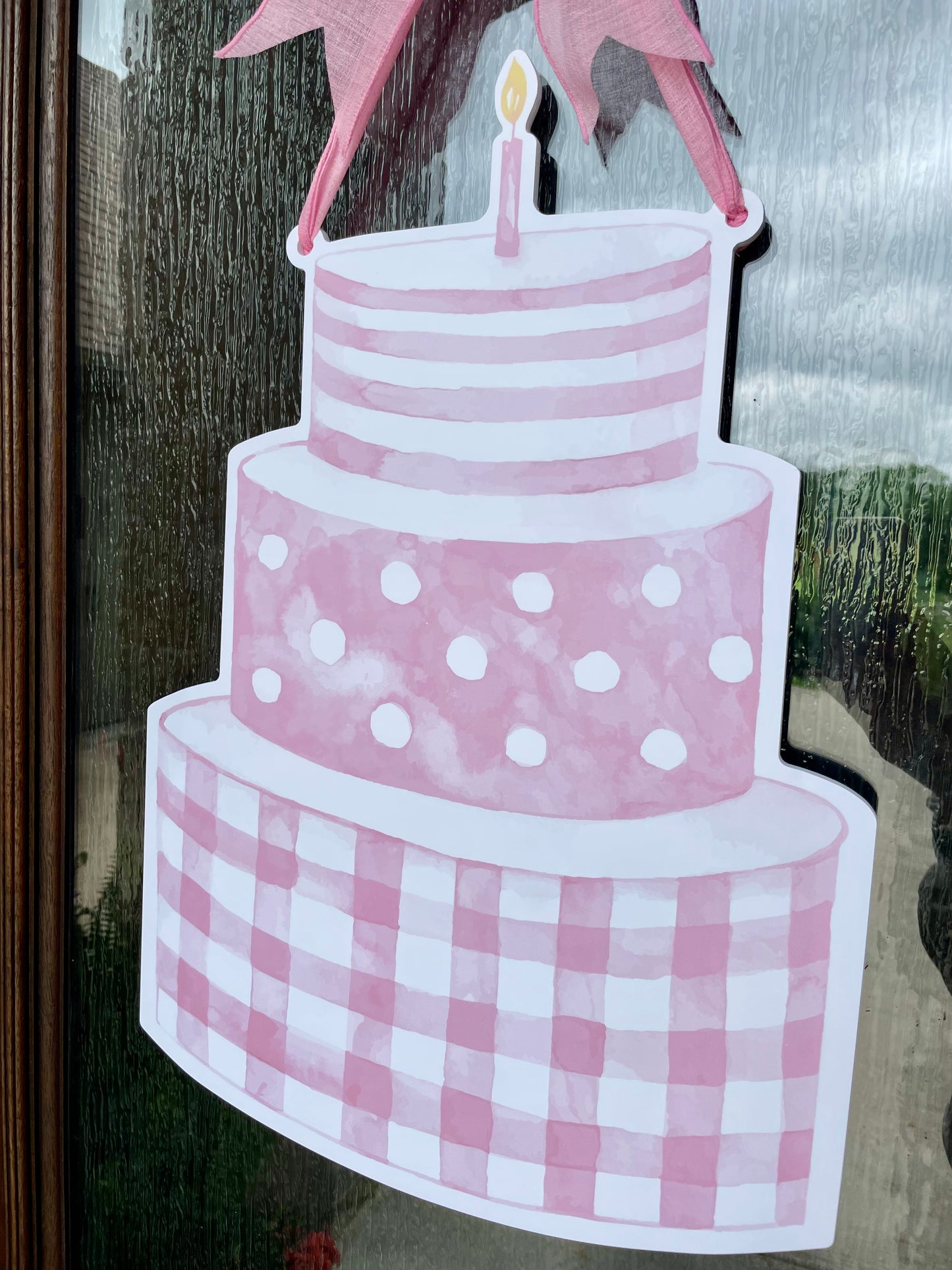 Pink Birthday Cake Door Sign