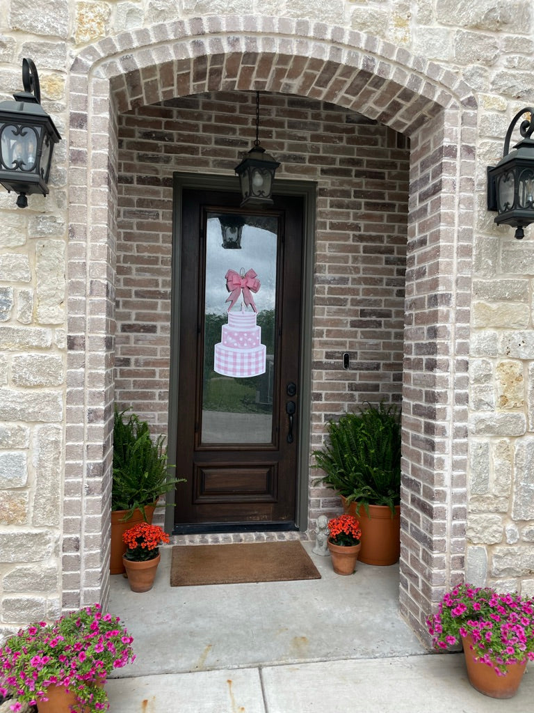 Pink Birthday Cake Door Sign