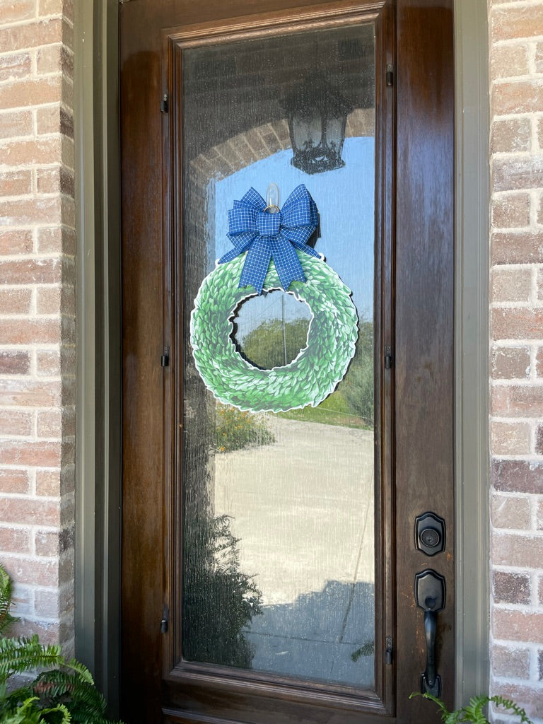 LIMITED EDITION: Blue & White Evergreen Wreath Door Sign