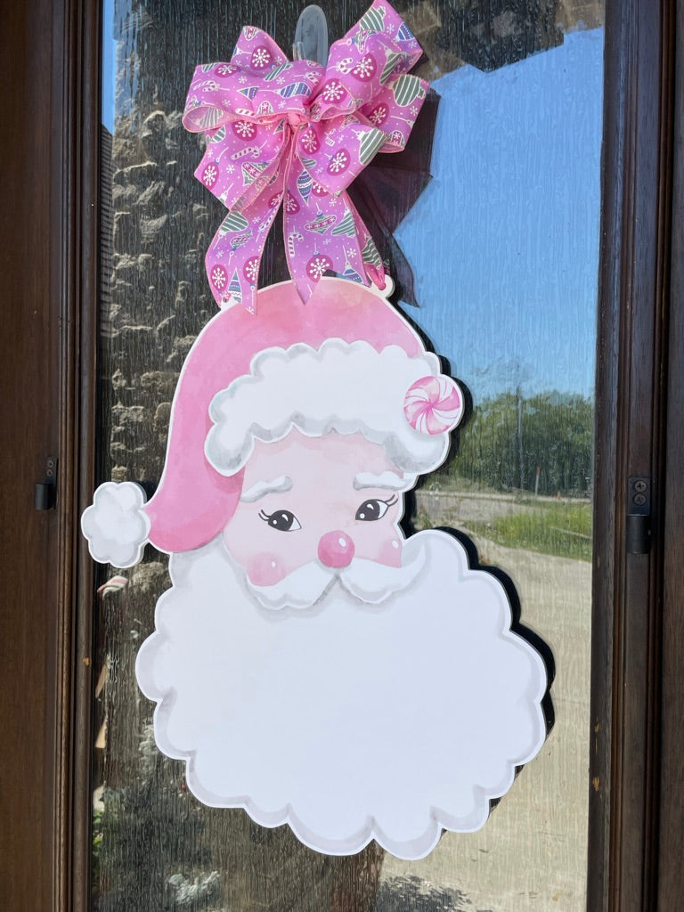 Pink and Jolly Santa Door Sign