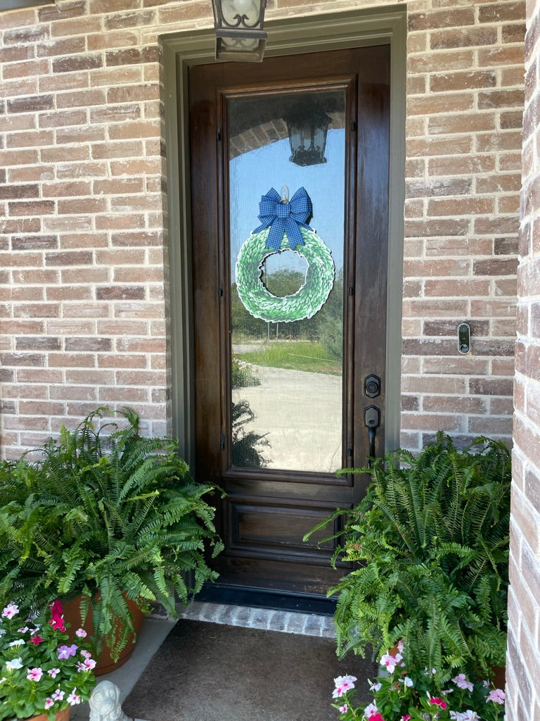 LIMITED EDITION: Blue & White Evergreen Wreath Door Sign