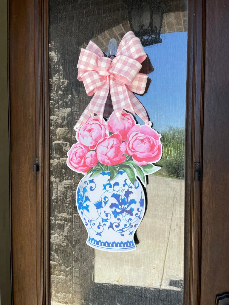 Pink Peonies Door Sign