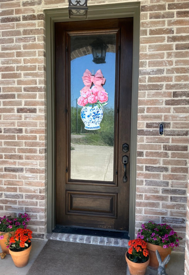 Pink Peonies Door Sign