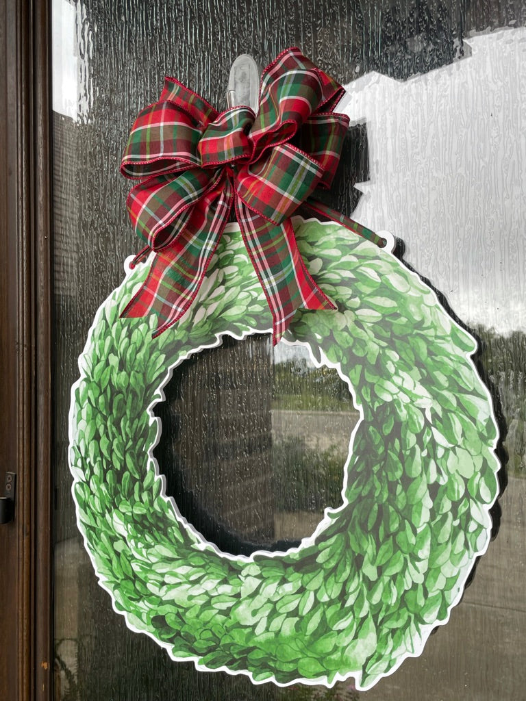 Christmas Evergreen Wreath Door Sign