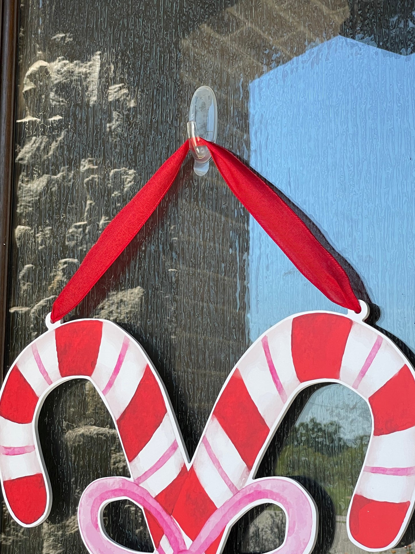 Hanging Ribbon Only- Pink Bow Candy Cane Door Sign