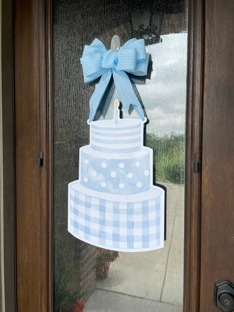 Blue Birthday Cake Door Sign