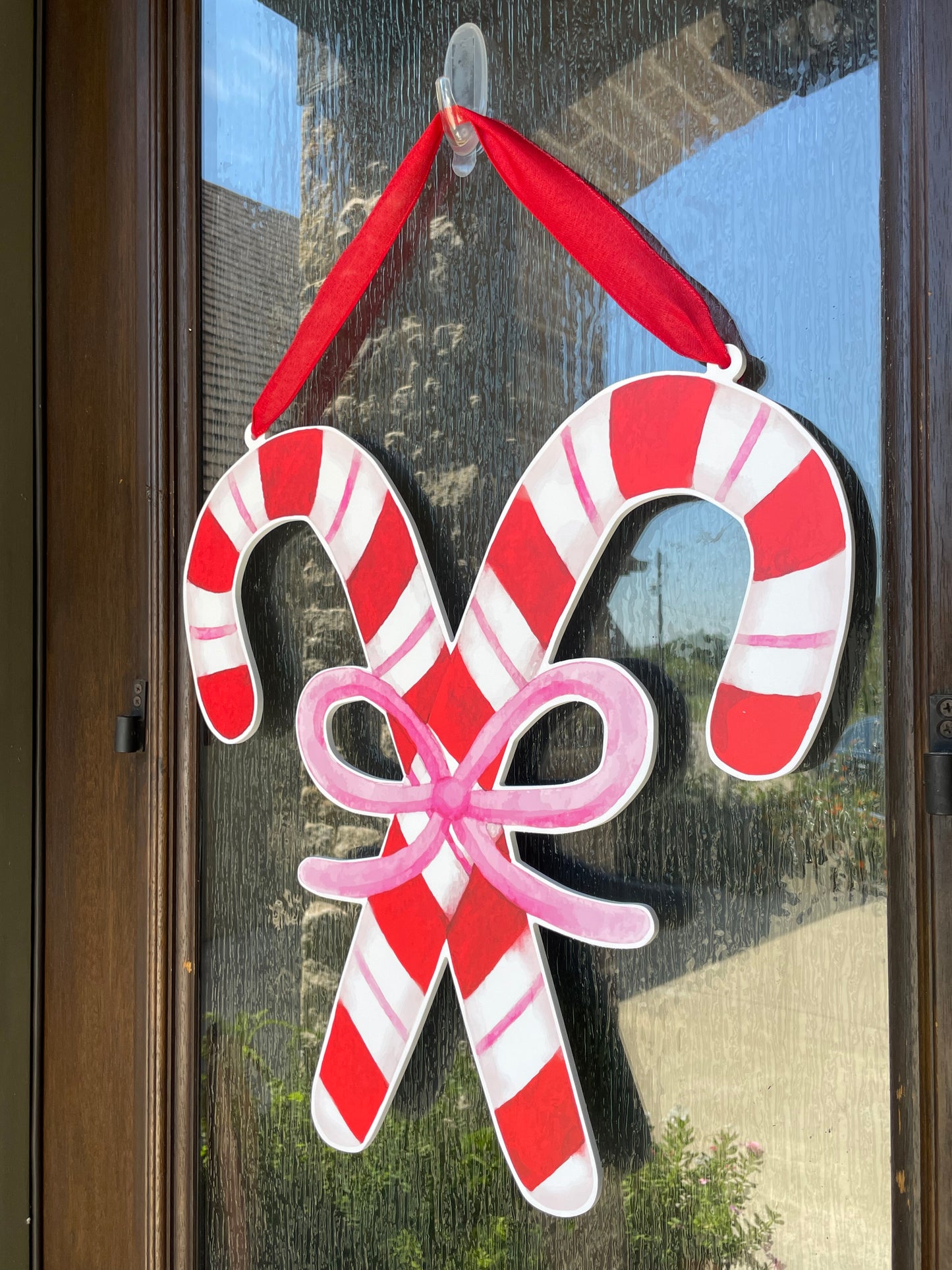 Hanging Ribbon Only- Pink Bow Candy Cane Door Sign