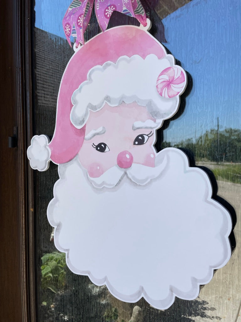 Pink and Jolly Santa Door Sign