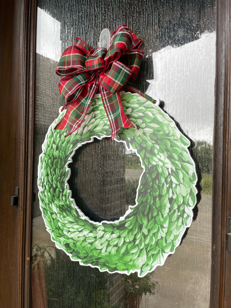 Christmas Evergreen Wreath Door Sign